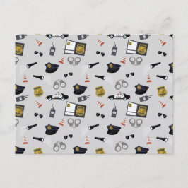 Cartão Postal De Festividades Police Themed Policeman Cop Pattern
