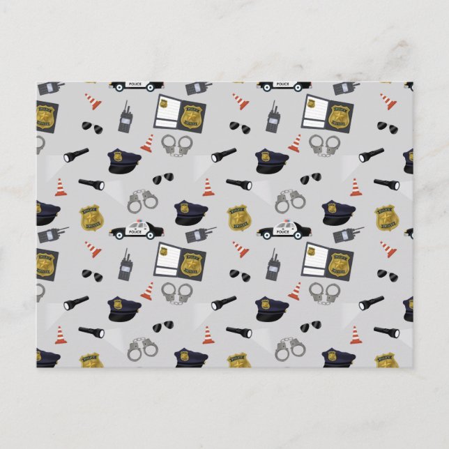 Cartão Postal De Festividades Police Themed Policeman Cop Pattern (Frente)