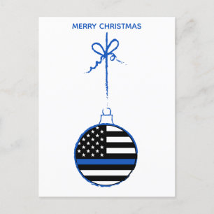 Cartão Postal De Festividades Polícia de Polícia de Natal da Linha Azul Thin