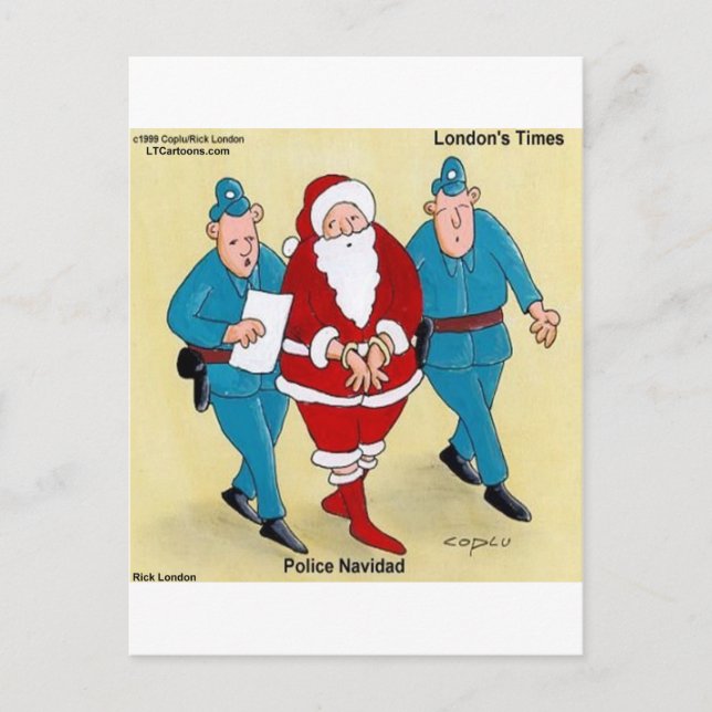 Cartão Postal De Festividades Polícia Navidad: Papais noeis Foram Muito Ruins (Frente)