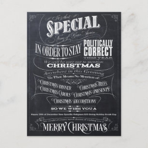 Cartão Postal De Festividades Politically Correct Incorrect Chalk Christmas - We