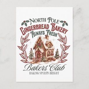 Cartão Postal De Festividades Pólo Norte Gingerbread Quase sempre padeiros fresc
