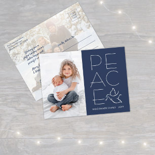 Cartão Postal De Festividades Pomba Branca Moderno Presente de Paz Única 2 Foto
