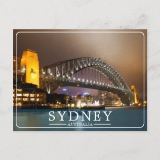 Cartão Postal De Festividades Ponte de Sydney Harbour em estilo vintage pintado