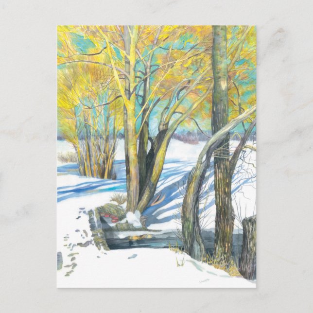 Cartão Postal De Festividades ponte no inverno (Frente)