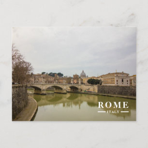 Cartão Postal De Festividades Ponte Rio Tibre Vista Roma Itália