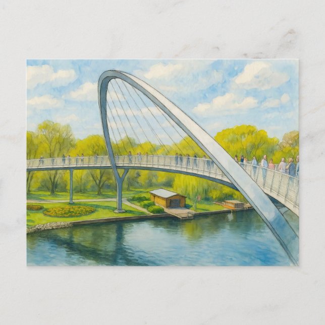 Cartão Postal De Festividades Ponte Weinberg rathenow aquarell havelland (Frente)