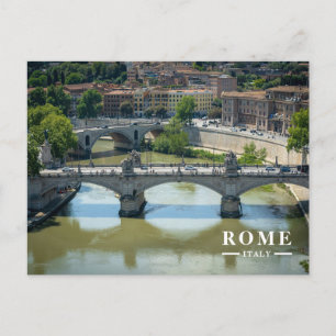 Cartão Postal De Festividades Pontes de Pedra Ornamentados Sobre o Rio Tibre Rom