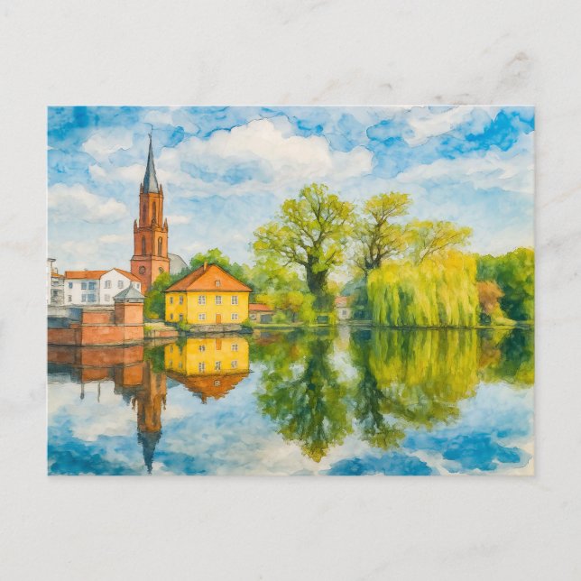 Cartão Postal De Festividades Ponto de reflexão da faixa aquarell havelland (Frente)