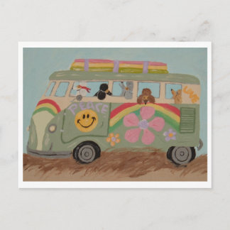 Cartão Postal De Festividades Poodles na Van Hippie