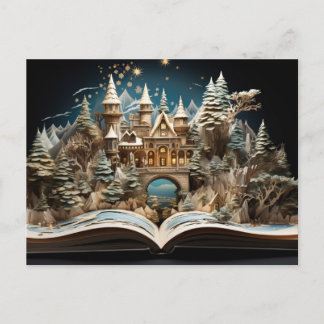 Cartão Postal De Festividades Pop do Castelo de Storybook de Natal