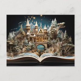 Cartão Postal De Festividades Pop do Castelo de Storybook de Natal