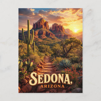 Cartão Postal De Festividades Pôr do sol Sedona Arizona Rocha Vermelha Deserto V
