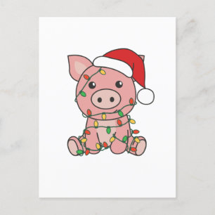 Cartão Postal De Festividades Porco Natal Animais de Inverno Porcos