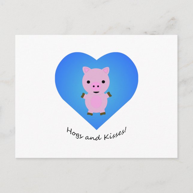 Cartão Postal De Festividades Porcos e Beijos Porco (Frente)