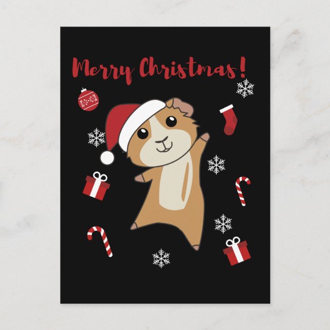 Cartão Postal De Festividades Porquinhos da Índia Natal Animais de Inverno (Frente)