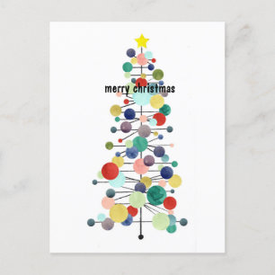 Cartão Postal De Festividades Portas modernas de Meio século de árvore de Natal