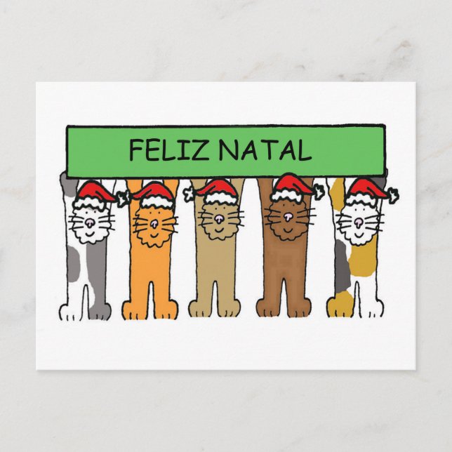 Cartão Postal De Festividades Portuguese Merry Christmas Feliz Natal (Frente)