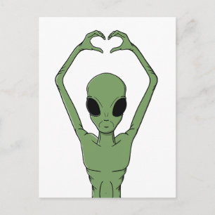 Cartão Postal De Festividades Pose do Coração Alien