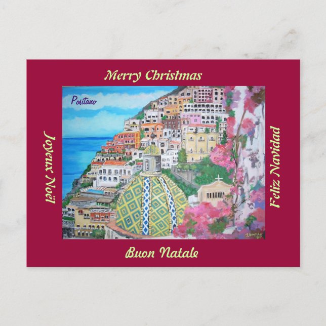 Cartão Postal De Festividades Positano, Italy Christmas Postcard (Frente)