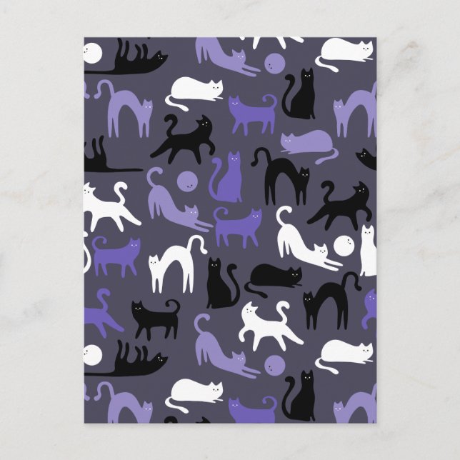 Cartão Postal De Festividades Posse de Gato Gótico Adorável em Ioga (Frente)