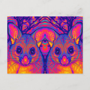 Cartão Postal De Festividades possums australiano psicodélico de cauda espessa