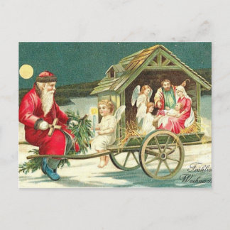 Cartão Postal De Festividades PostCard de Natal da Cena de Natividade papais noe