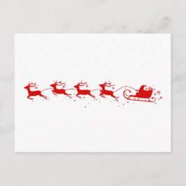 Cartão Postal De Festividades Postcard Reindeers and Santa Claus
