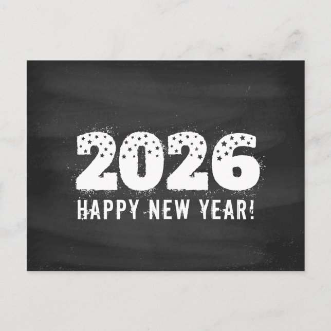 Cartão Postal De Festividades Postcard with text of 2026 on chalkboard. New year (Frente)
