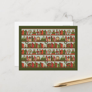 Cartão Postal De Festividades Pôster de Prateleira de Livros Desenhados à Mão -