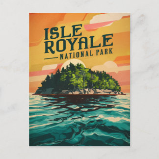 Cartão Postal De Festividades Poster do Parque Nacional de Isle Royale Retro