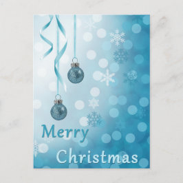 Cartão Postal De Festividades Posto de Férias de Enfeites de natal Glitter Azul