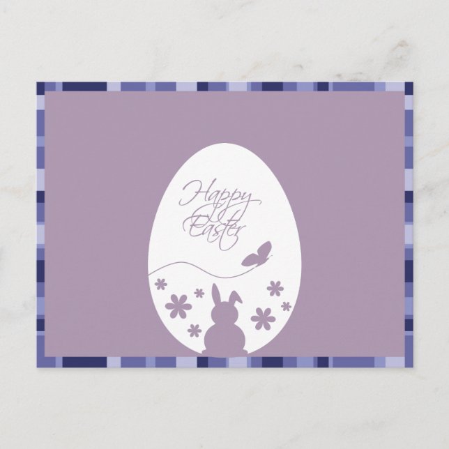 Cartão Postal De Festividades Posto de Férias Roxo de Pastel de Ovos Felz pascoa (Frente)