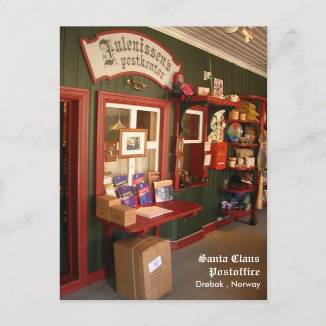 Cartão Postal De Festividades Posto do Papai Noel (Frente)