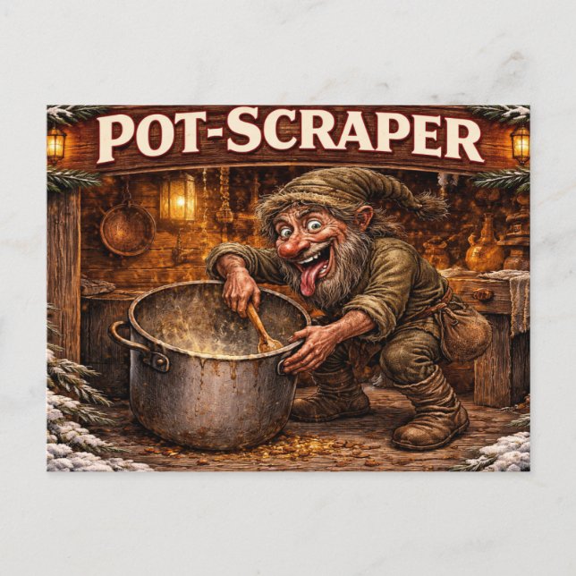 Cartão Postal De Festividades Pot Scraper Icelandic Yule Lad  (Frente)