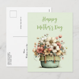 Cartão Postal De Festividades Potted Flowers Cozy Shabby Cute Mother's Day