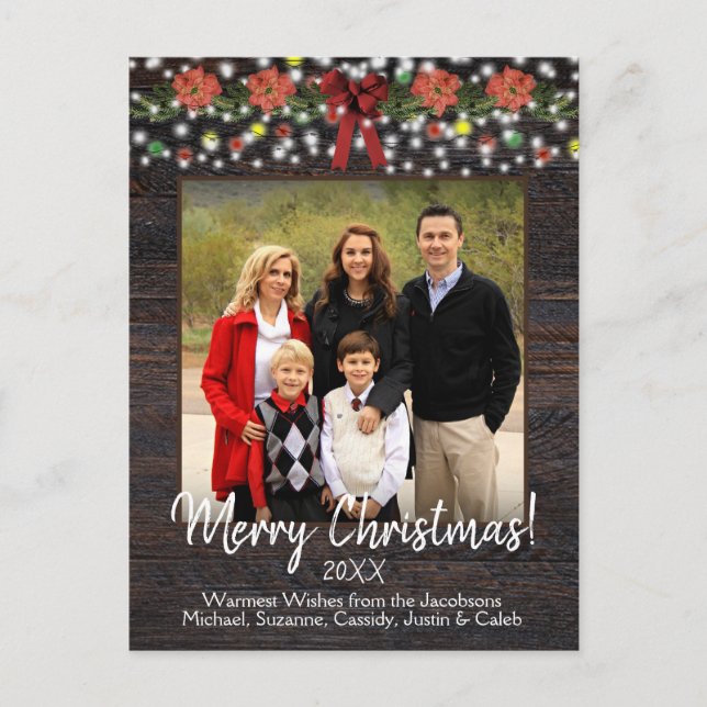 Cartão Postal De Festividades Prado de Natal Russo na Foto de Madeira do Barn (Frente)