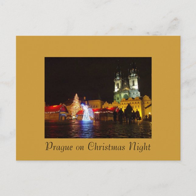 Cartão Postal De Festividades Prague Christmas Night Postcard (Frente)
