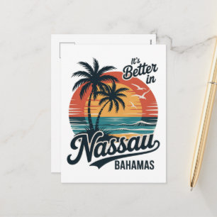 Cartão Postal De Festividades Praia de Nassau Bahamas Verão