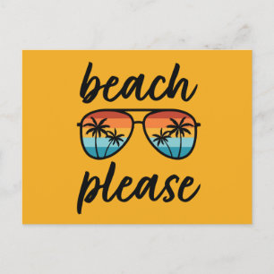 Cartão Postal De Festividades Praia, por favor, óculos de sol retro