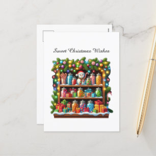 Cartão Postal De Festividades Prateleira festiva de doces de Natal