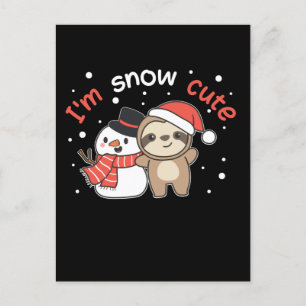 Cartão Postal De Festividades Preguiça Eu Sou Neve Bonito Boneco de Neve Piada d