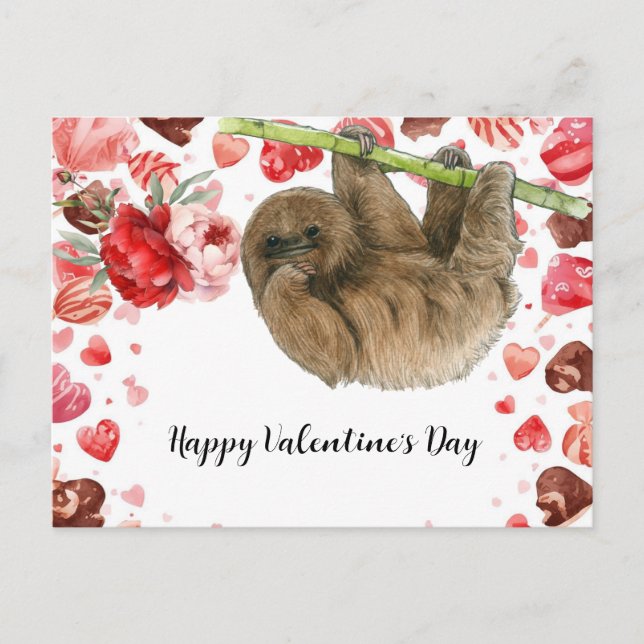 Cartão Postal De Festividades Preguiça no Dia dos Namorados  (Frente)