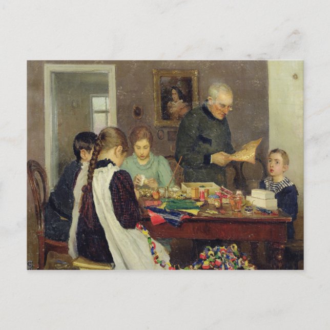 Cartão Postal De Festividades Preparação para o Natal de 1896 (Frente)