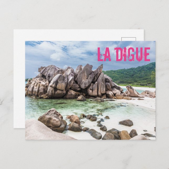 Cartão Postal De Festividades Presente de Anse Cocos Seychelles La Digue Beach (Frente/Verso)