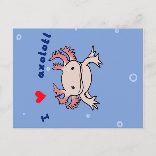 Cartão Postal De Festividades Presente de Axolotl| Axolotl Fofo para Aniversário (Frente)