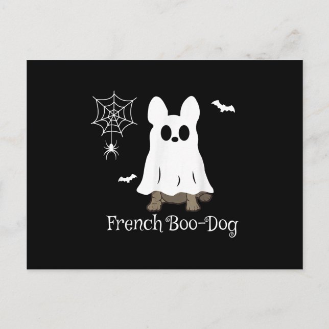 Cartão Postal De Festividades Presente de cachorro Bulldog francês no Halloween  (Frente)