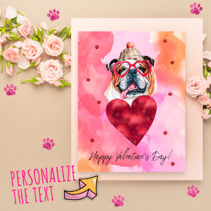 Cartão Postal De Festividades Presente de Dia dos Namorados Bulldog Inglês Laran