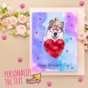 Cartão Postal De Festividades Presente de Dia dos Namorados Cachorro Alaskano Ro