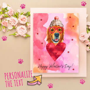 Cartão Postal De Festividades Presente de Dia dos Namorados de Cachorro Retrieve